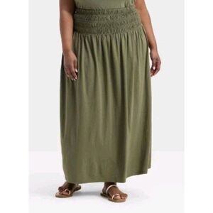 Universal Thread Womens Knit Smocked Maxi A-Line Skirt Size 4x Mountain Green